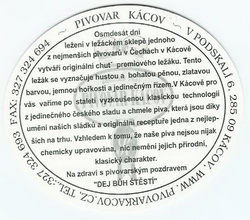 Pivní tácek Kácov č.490 - rub