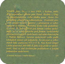 Pivní tácek Malý Rohozec č.1350 - rub