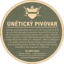 Pivní tácek Únětice č.1466 - rub