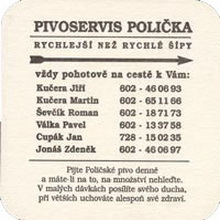 Pivní tácek Polička č.1736 - rub