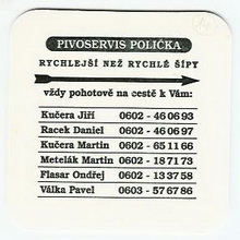 Pivní tácek Polička č.440 - rub