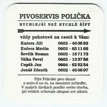 Pivní tácek Polička č.442 - rub