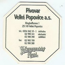 Pivní tácek Velké Popovice č.630 - rub